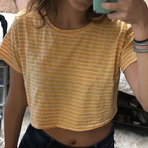yellow boxy crop top